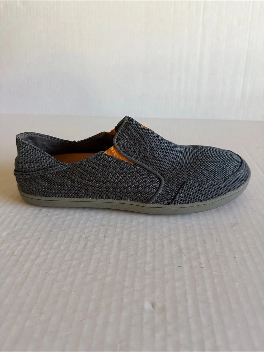 Olukai Men’s Nohea Charcoal Gray Mesh Slip On Loafers